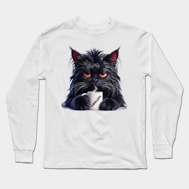 Really?! Coffee Cat by focusln Long Sleeve T-Shirt by Darn Doggie Club by focusln